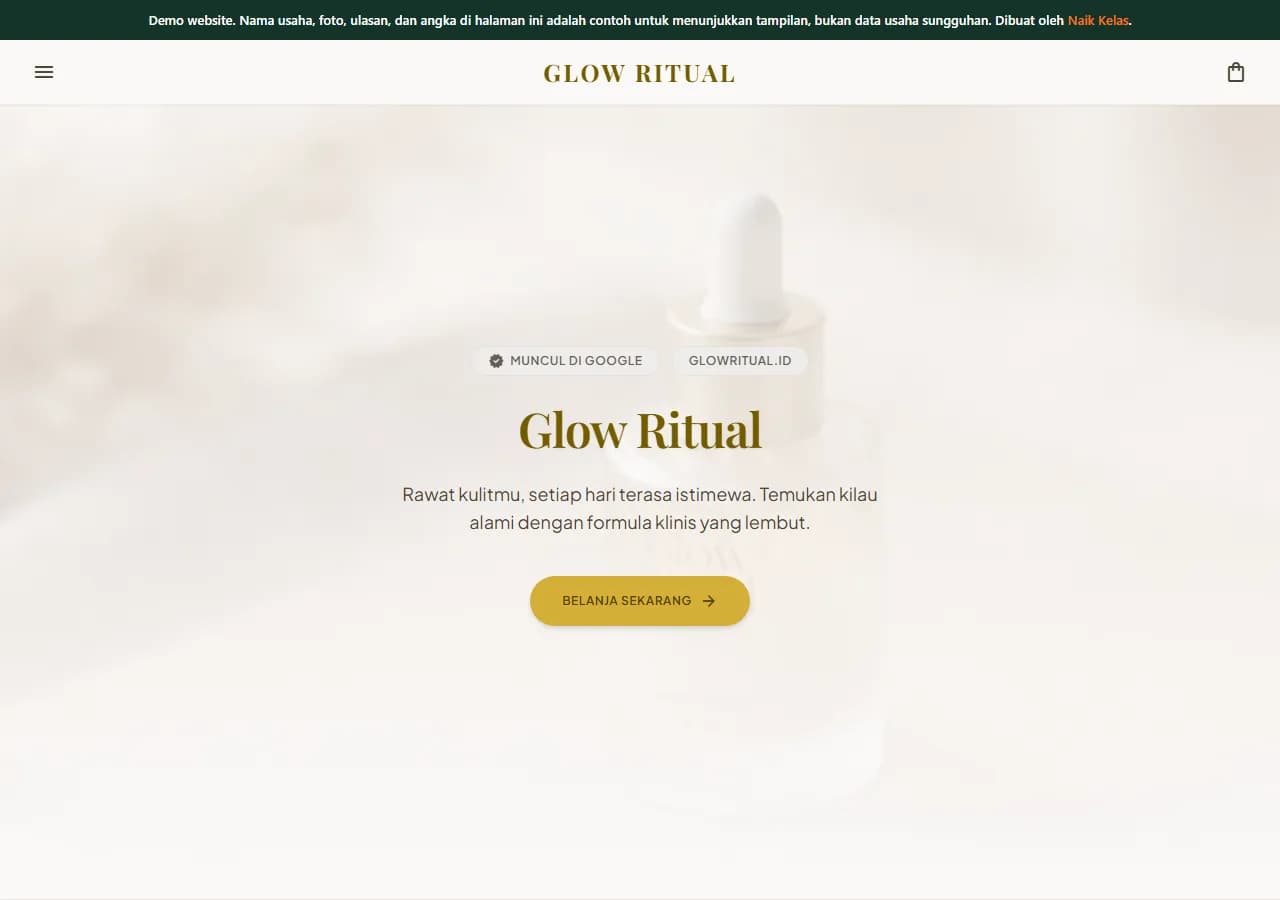 Contoh landing page produk dengan penawaran dan tombol tindakan yang jelas