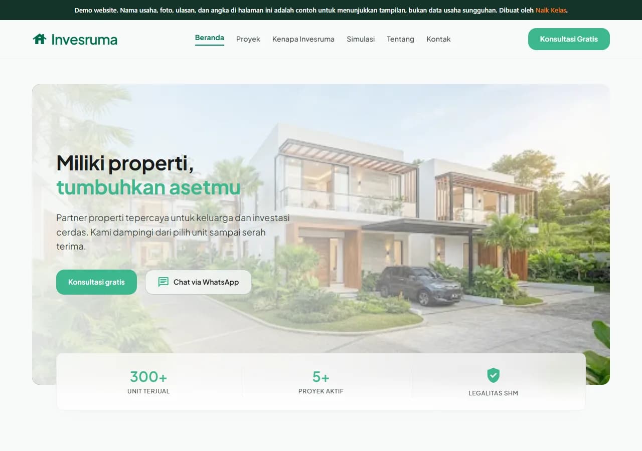 Contoh desain website company profile dengan profil dan layanan perusahaan