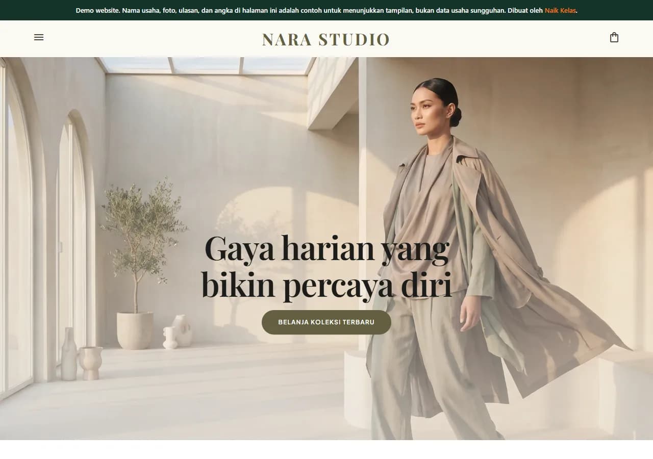 Cuplikan website Nara Studio